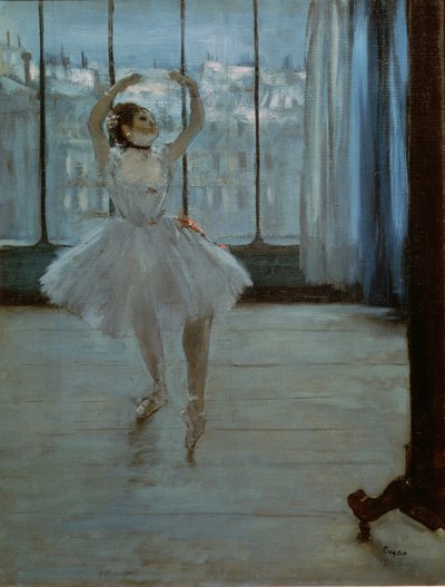 Dançarino na Frente de uma Janela (Dançarino no Estúdio do Fotógrafo) c.1874-77 de Edgar Degas